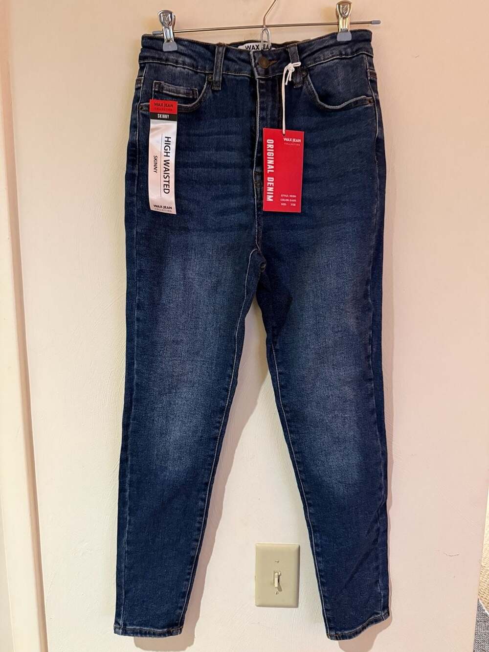 Wax Jean Collection Women’s 7/28 High Waisted Skinny Jeans Dark Wash NWT